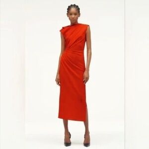 Zara Limited Edition x Narciso Rodriguez Rushed Midi Red Dress Size S